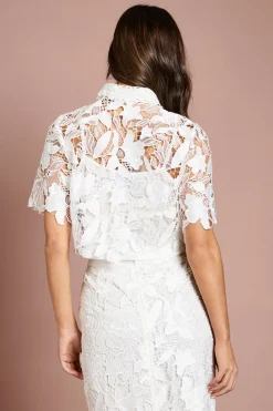 Chemise En Dentelle À Boutons Perles