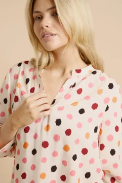 Chemise À Enfiler À Pois Crème