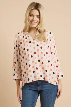 Chemise À Enfiler À Pois Crème