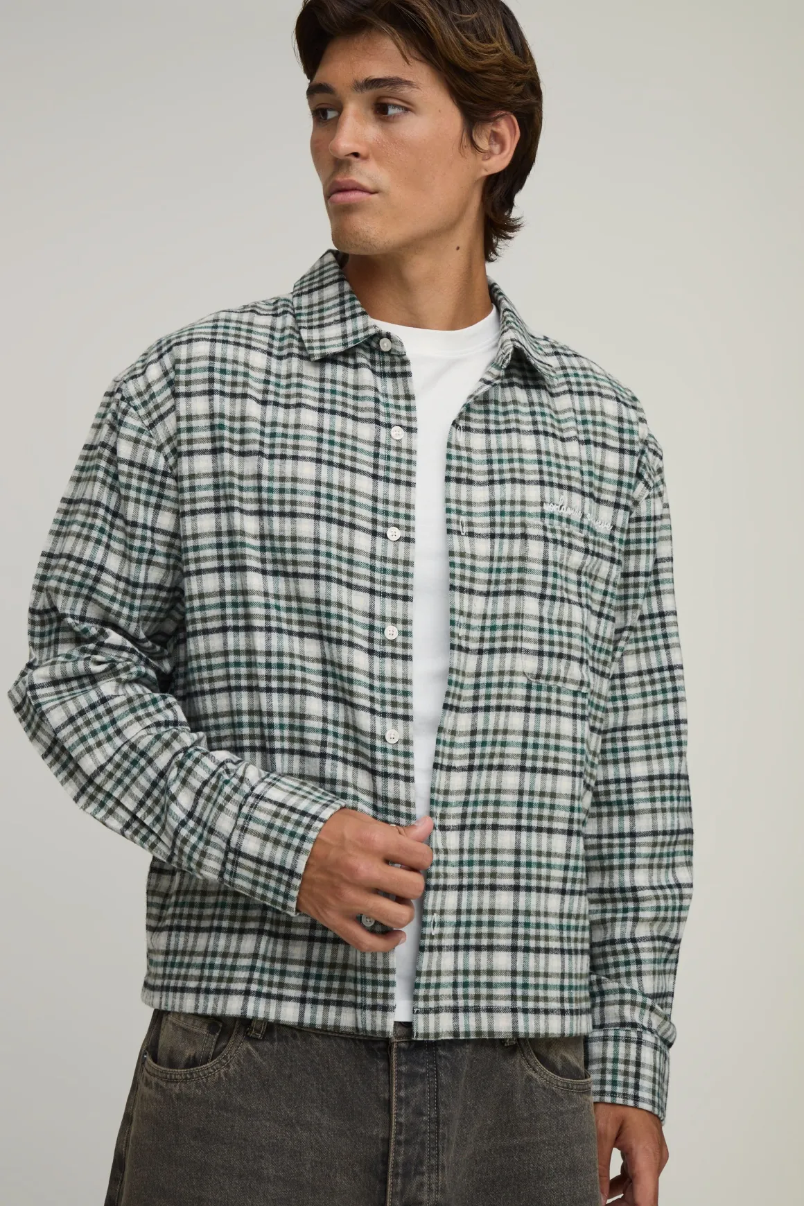 Chemise En Flanelle À Micro Carreaux Coupe Ample Oversize