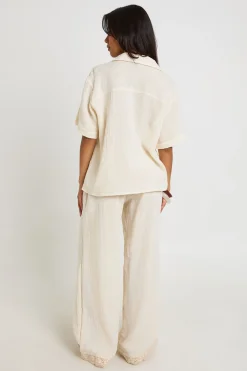 boohoo Chemise En Gaze De Coton À Manches Courtes<Femme Tops