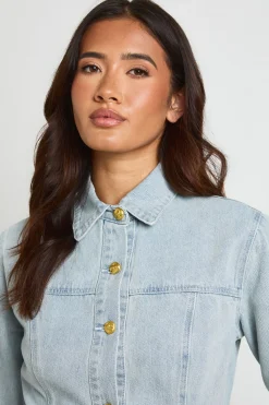 Chemise En Jean À Boutons Dorés