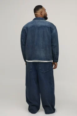 Chemise En Jean Délavé Extrême Oversize Grande Taille