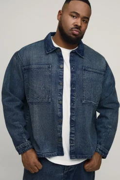 Chemise En Jean Délavé Extrême Oversize Grande Taille