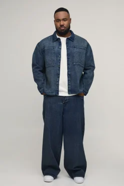 Chemise En Jean Délavé Extrême Oversize Grande Taille