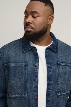 Chemise En Jean Délavé Extrême Oversize Grande Taille