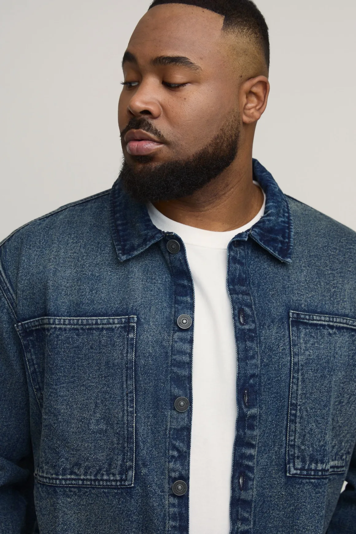 Chemise En Jean Délavé Extrême Oversize Grande Taille