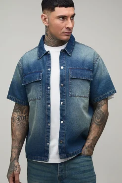 Chemise En Jean Délavé Oversize Coupe Boxy Tall