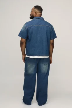 Chemise En Jean Délavé Oversize Coupe Boxy Grande Taille