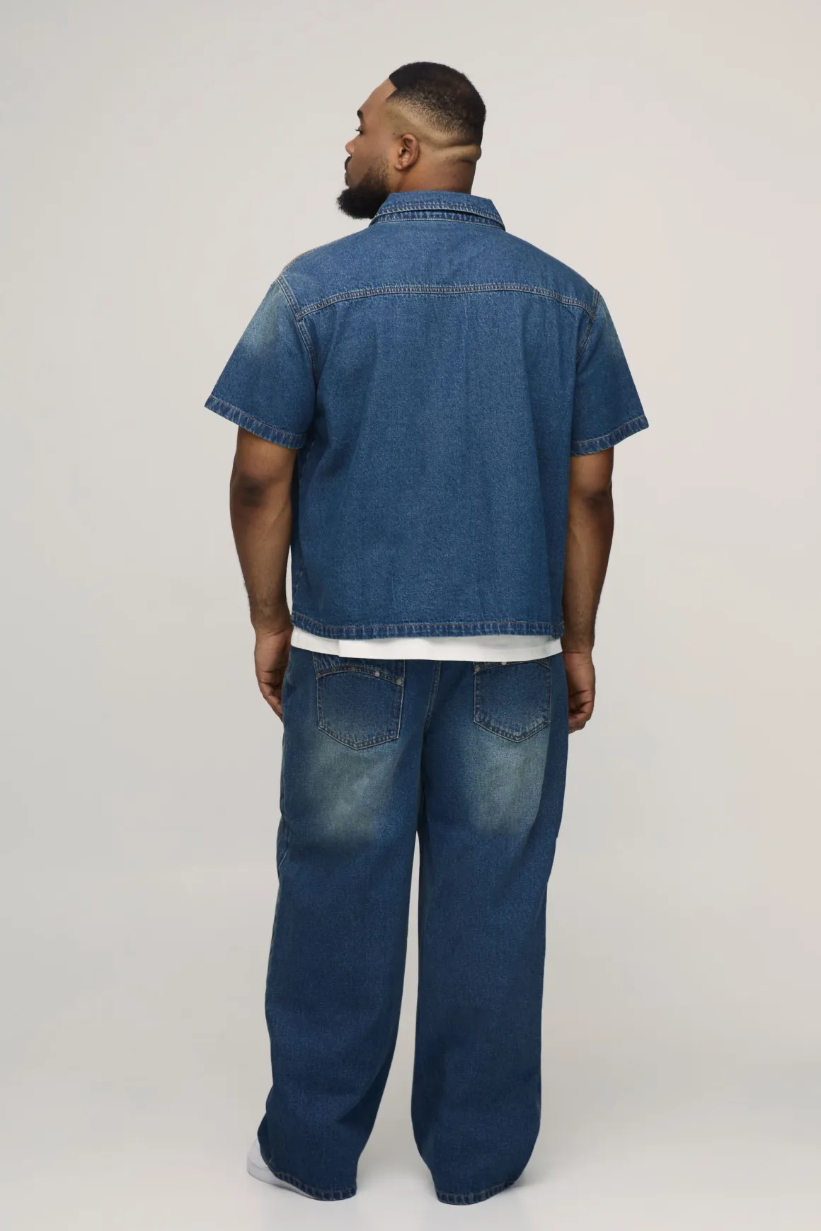 Chemise En Jean Délavé Oversize Coupe Boxy Grande Taille