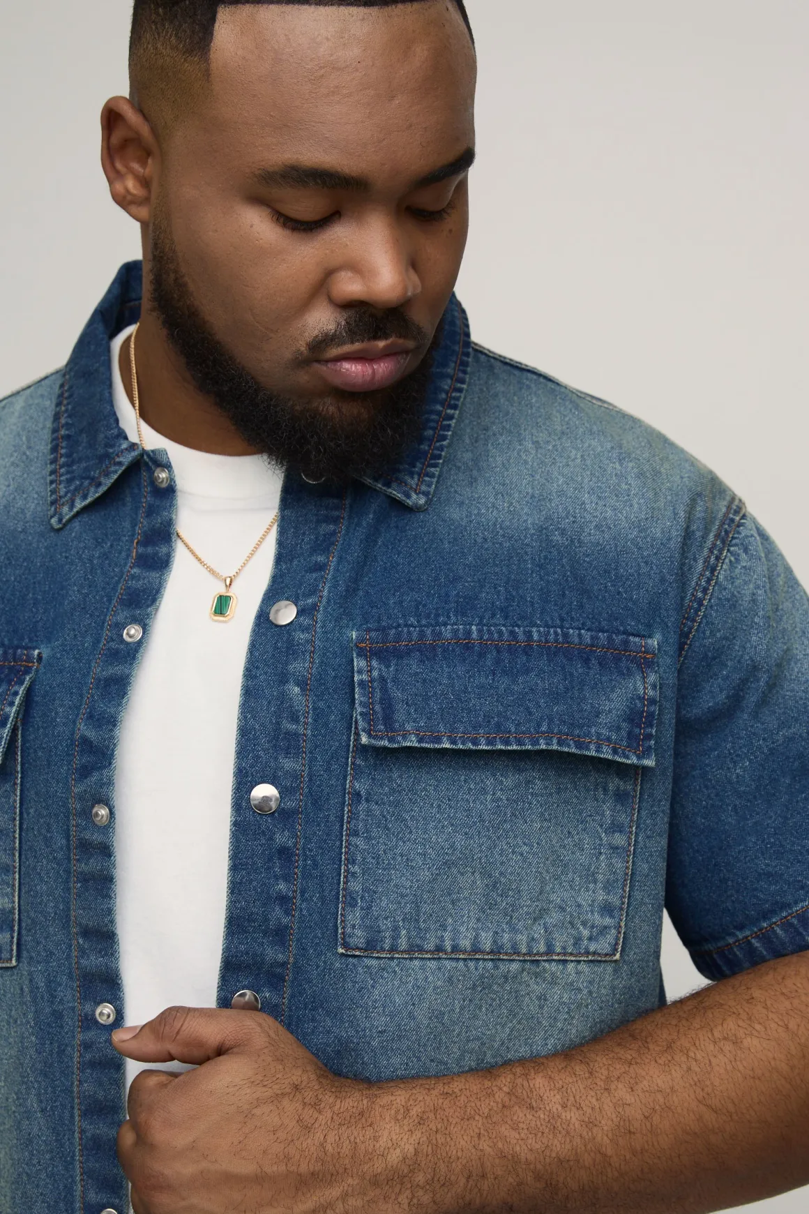 Chemise En Jean Délavé Oversize Coupe Boxy Grande Taille