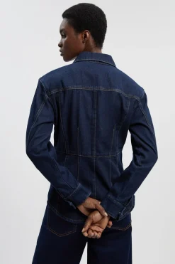 Chemise en Jean à Détails de Couture Corset