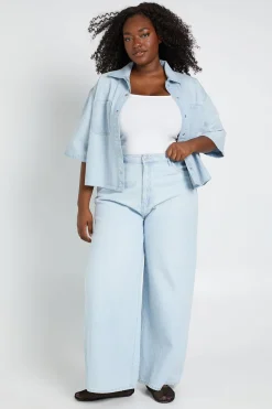 Chemise En Jean À Manches Courtes Oversize Grande Taille