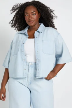 Chemise En Jean À Manches Courtes Oversize Grande Taille