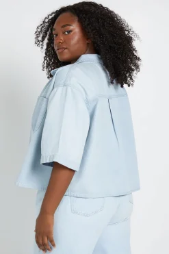 Chemise En Jean À Manches Courtes Oversize Grande Taille