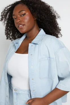 Chemise En Jean À Manches Courtes Oversize Grande Taille