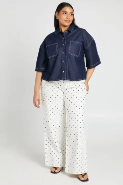 Chemise En Jean À Manches Courtes Oversize Grande Taille