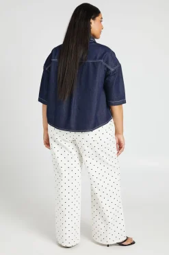 Chemise En Jean À Manches Courtes Oversize Grande Taille