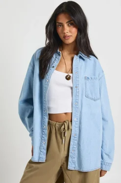 boohoo Chemise en Jean Oversize<Femme Denim|Denim