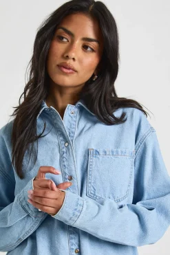 boohoo Chemise en Jean Oversize<Femme Denim|Denim
