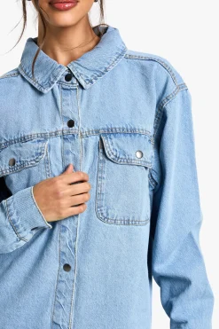 boohoo Chemise en Jean Oversize<Femme Denim|Denim