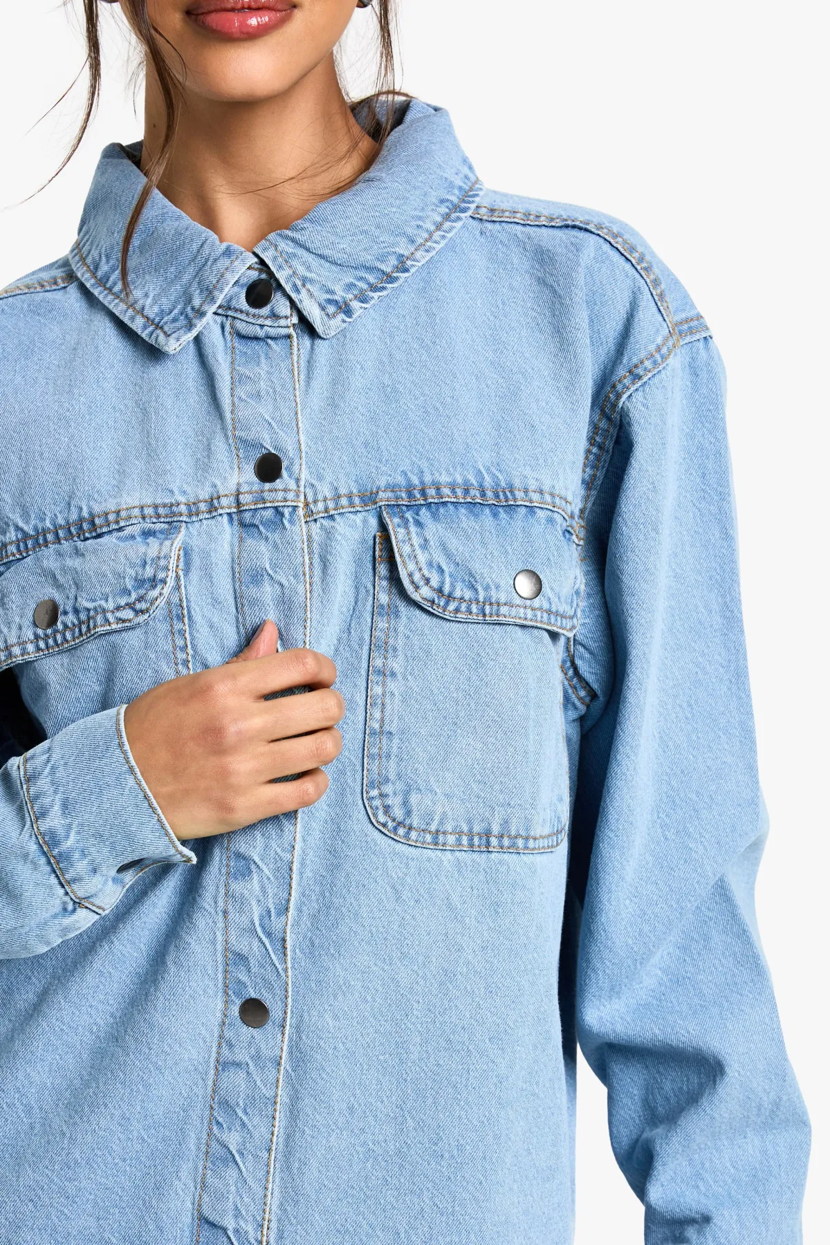 boohoo Chemise en Jean Oversize<Femme Denim|Denim