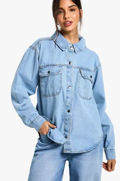 boohoo Chemise en Jean Oversize<Femme Denim|Denim