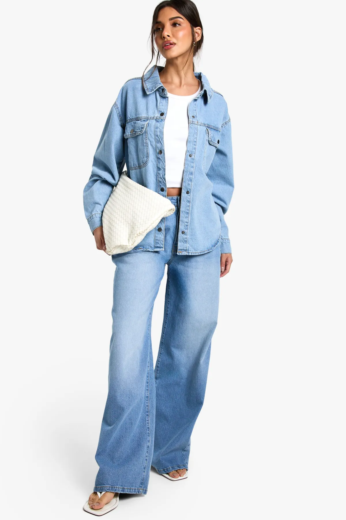 boohoo Chemise en Jean Oversize<Femme Denim|Denim