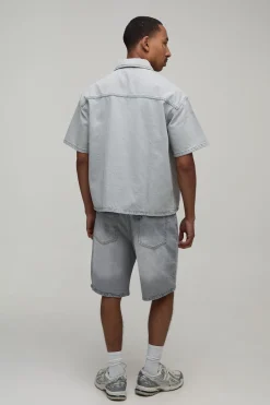 Chemise En Jean Oversize Boxy À Fermeture Éclair 1/4