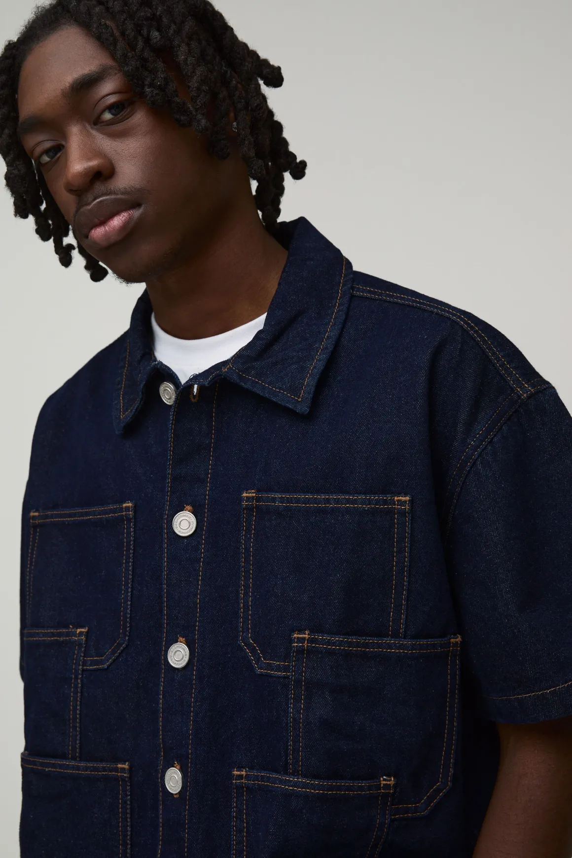 Chemise En Jean Oversize Boxy À Multiples Poches