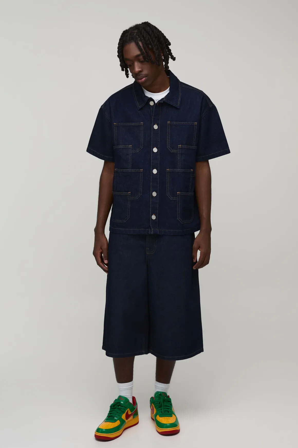 Chemise En Jean Oversize Boxy À Multiples Poches