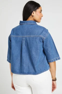 Chemise En Jean Oversize Grande Taille À Manches Courtes
