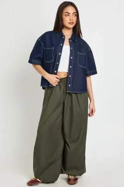 boohoo Chemise En Jean Oversize À Manches Courtes<Femme Denim|Denim