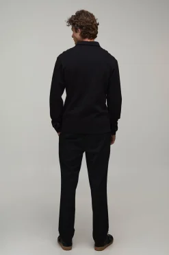 Chemise En Jersey Piqué Coupe Slim À Col Boutonné Et Manches Longues