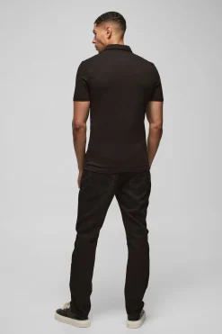Chemise en jersey stretch ajustée à manches courtes