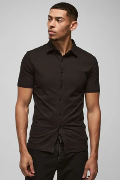 Chemise en jersey stretch ajustée à manches courtes