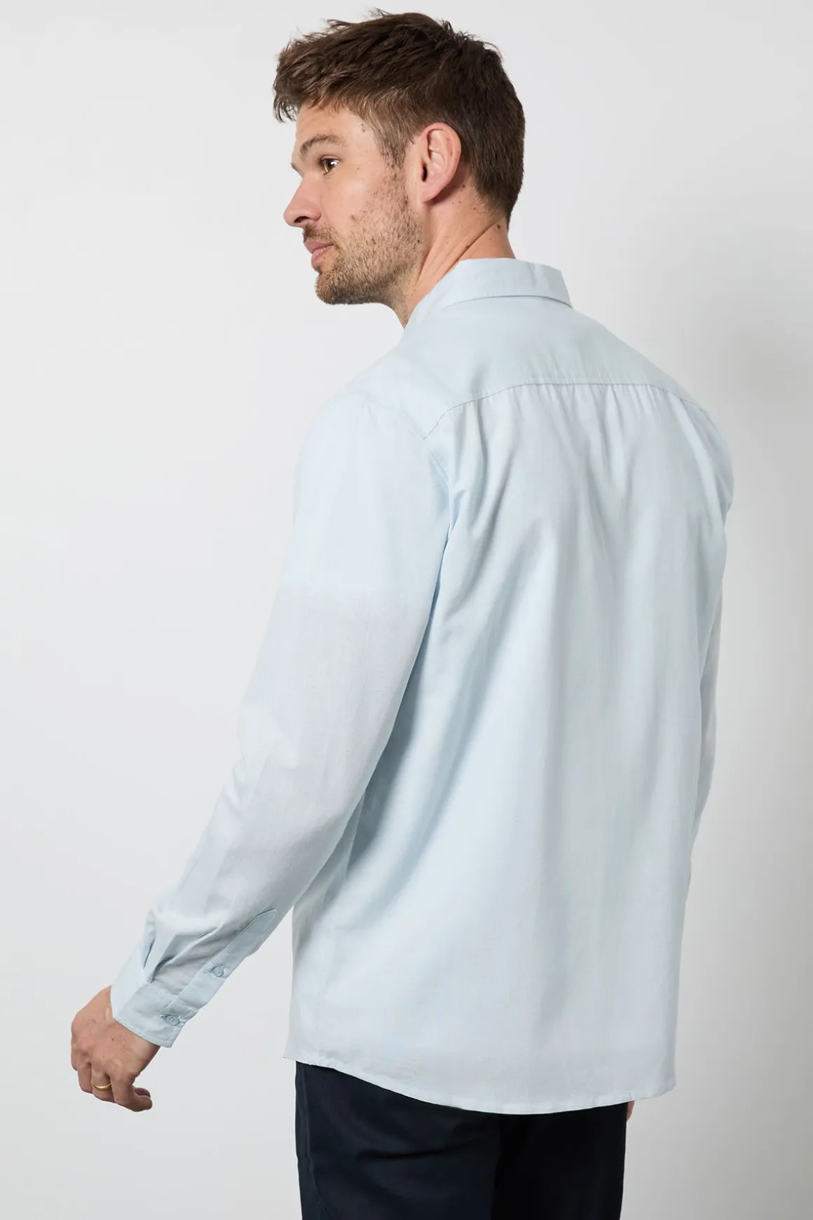 Chemise En Lin Bleu Clair À Manches Longues