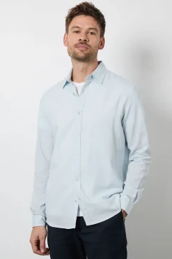 Chemise En Lin Bleu Clair À Manches Longues