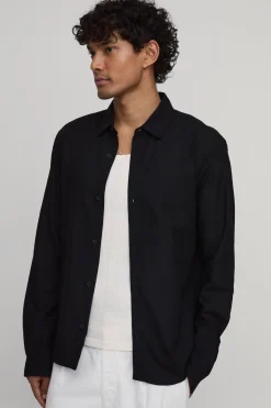 Chemise En Lin À Manches Longues Coupe Droite
