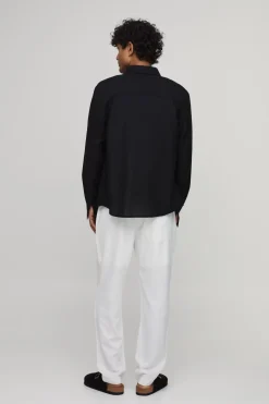 Chemise En Lin À Manches Longues Coupe Droite