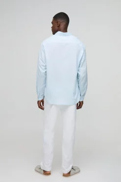 Chemise en lin mélangé à col manches longues super oversize