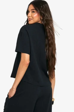boohoo Chemise en lin premium à manches courtes<Femme Tops