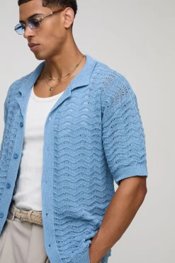 Chemise en maille à coquille à coupe décontractée