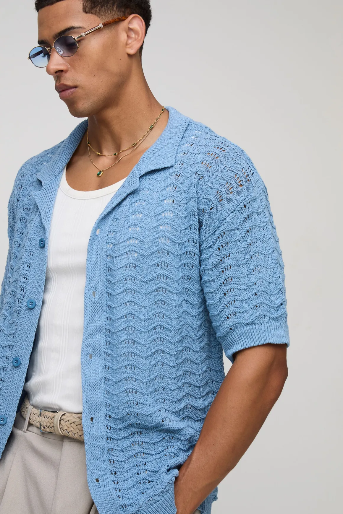 Chemise en maille à coquille à coupe décontractée