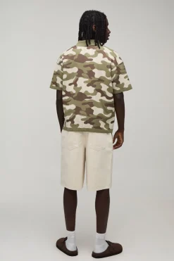 Chemise En Maille Côtelée Camouflage Oversize