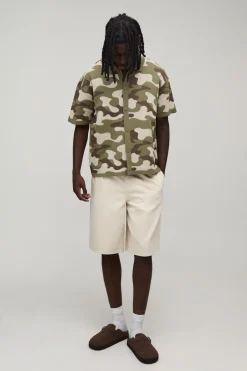 Chemise En Maille Côtelée Camouflage Oversize