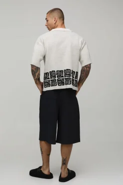 Chemise En Maille Jacquard À Motif Abstrait Coupe Ample