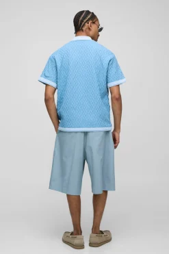boohooMAN Chemise en maille jacquard texturée à coupe décontractée<Homme Chemises|Maille