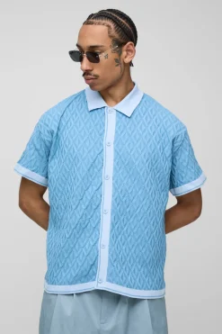 boohooMAN Chemise en maille jacquard texturée à coupe décontractée<Homme Chemises|Maille