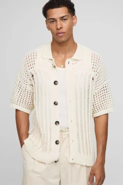 Chemise en maille à points ouverts, coupe régulière